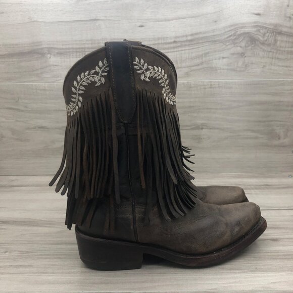Soto Other - Soto Boots Kids US 1.5 MX 20 Brown Fringe Leather Pull On Western Cowboy